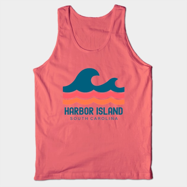 Harbor Island South Carolina Vintage Wave Tank Top by TGKelly